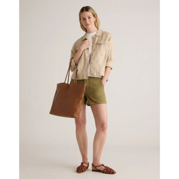 Quince Green Organic Stretch Cotton Twill Utility Shorts Size 16 - 26848 - Picture 3 of 11